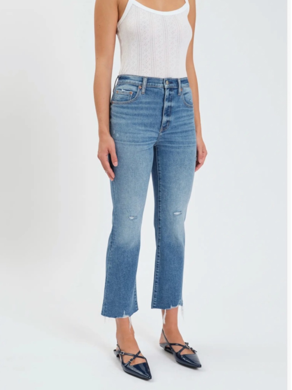 DAZE Shy Girl High Waist Crop Flare Jeans